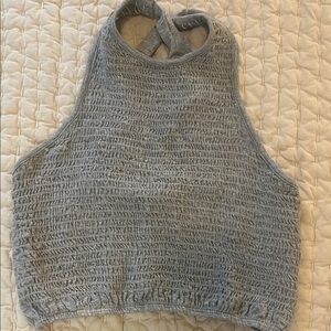 Gray Smocked Crop Top